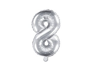 PartyDeco Folijas balons - Nr. 8, 35 cm cena un informācija | Baloni | 220.lv