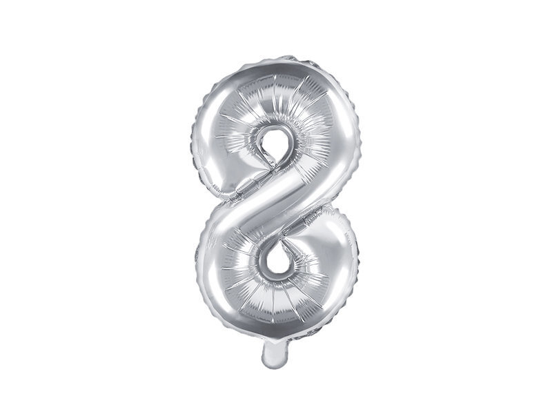 Folijas baloni Cipars "8", 35 cm, sudrabaini, 50 gab. cena un informācija | Baloni | 220.lv