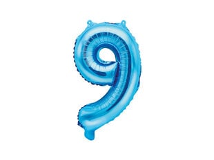 Folijas balons Cipars "9", 35 cm, zils cena un informācija | Baloni | 220.lv