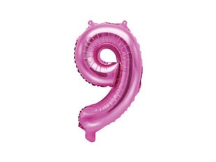 Folijas balons Cipars "9", 35 cm, rozā cena un informācija | Baloni | 220.lv