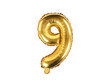 Folijas balons Cipars "9", 35 cm, zeltains cena un informācija | Baloni | 220.lv