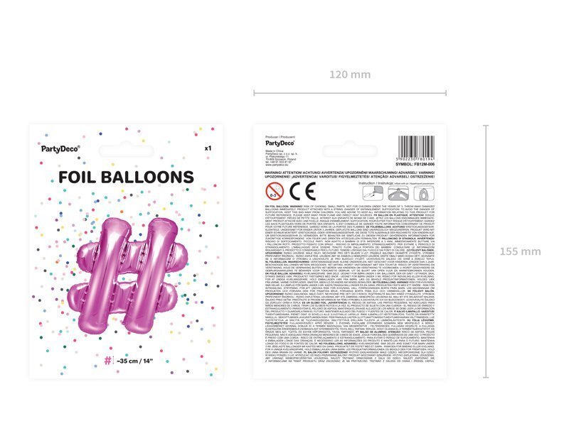 Folijas balons #, 35 cm dark, rozā цена и информация | Baloni | 220.lv