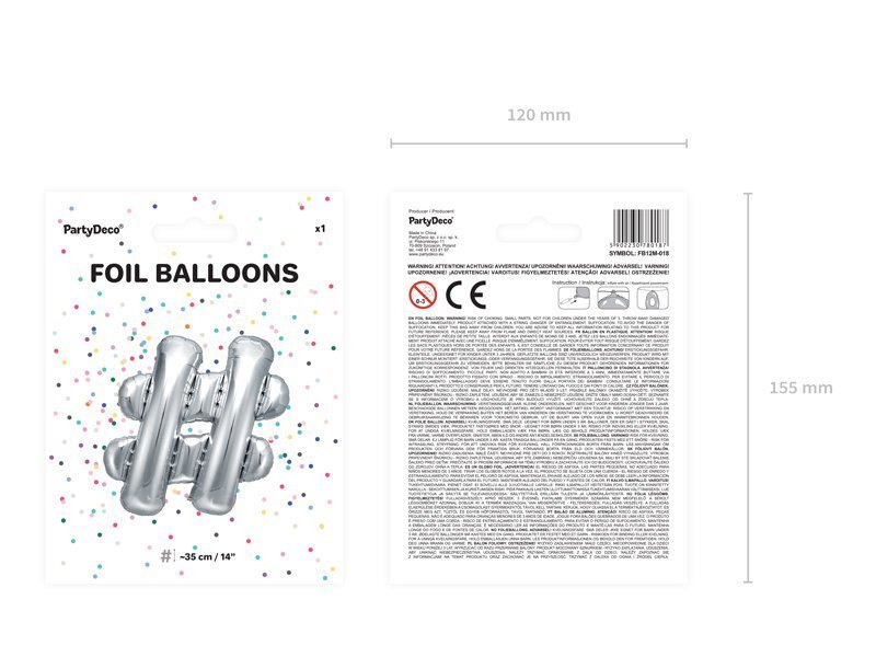 Folijas balons #, 35 cm, sudrabains cena un informācija | Baloni | 220.lv
