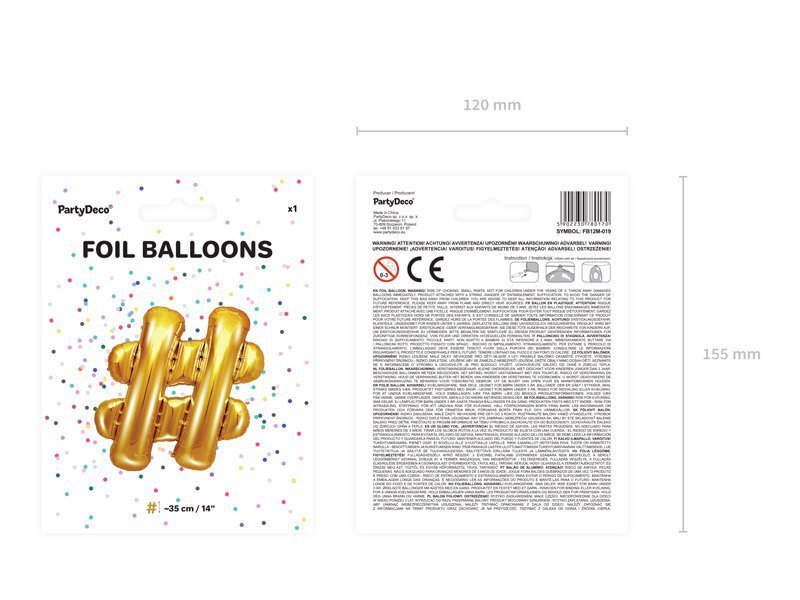 Folijas balons #, 35 cm, zeltains cena un informācija | Baloni | 220.lv