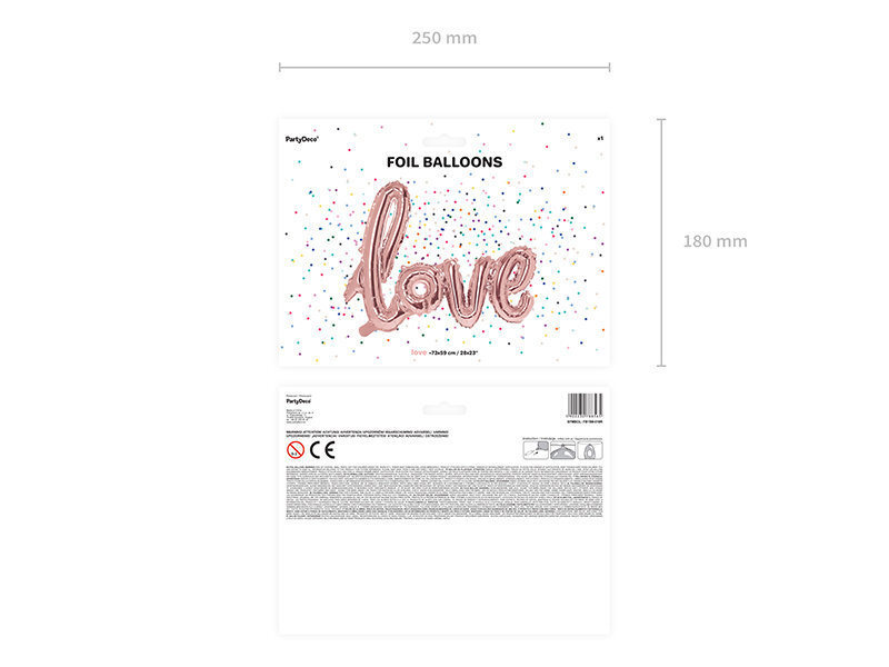 PartyDeco Folijas balons, 73 x 59 cm, rozā zelts / Love cena un informācija | Baloni | 220.lv