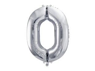 Folijas balons Cipars "0", 86 cm, sudrabains cena un informācija | Baloni | 220.lv
