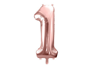 Folijas baloni Cipars "1", 86 cm, rozā/zeltaini, 50 gab. cena un informācija | Baloni | 220.lv