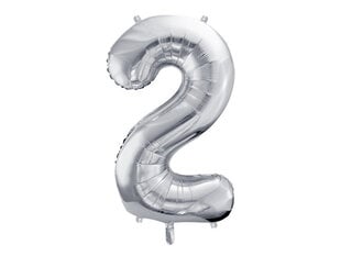 Воздушный шарик из фольги Номер "2", 86 см, серебристый цена и информация | Шары | 220.lv
