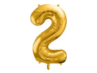 Folijas balons Cipars "2", 86 cm, zeltains cena un informācija | Baloni | 220.lv