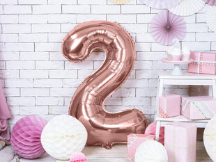 Folijas balons Cipars "2", 86 cm, rozā cena un informācija | Baloni | 220.lv