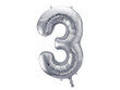 Folijas balons Cipars "3", 86 cm, sudrabains cena un informācija | Baloni | 220.lv