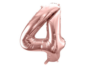 Folijas balons Cipars "4", 86 cm, rozā cena un informācija | Baloni | 220.lv