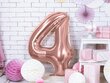 Folijas baloni Cipars "4", 86 cm, rozā/zeltaini, 50 gab. cena un informācija | Baloni | 220.lv