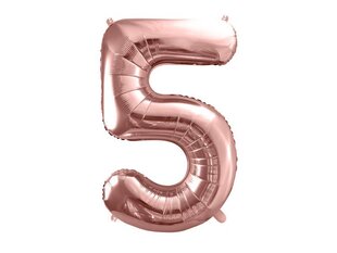 Folijas baloni Cipars "5", 86 cm, rozā/zeltaini, 50 gab. cena un informācija | Baloni | 220.lv