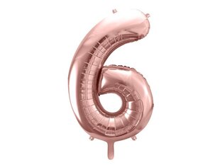 Folijas baloni Cipars "6", 86 cm, rozā/zeltaini, 50 gab. cena un informācija | Baloni | 220.lv