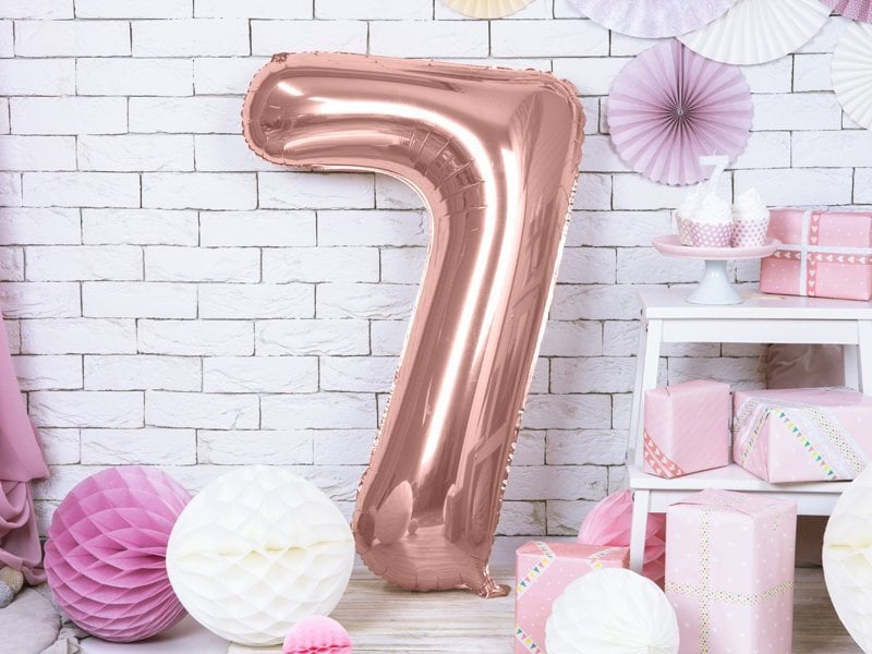 Folijas balons Cipars "7", 86 cm, rozā cena un informācija | Baloni | 220.lv