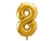 Folijas balons Cipars "8", 86 cm, zeltains cena un informācija | Baloni | 220.lv