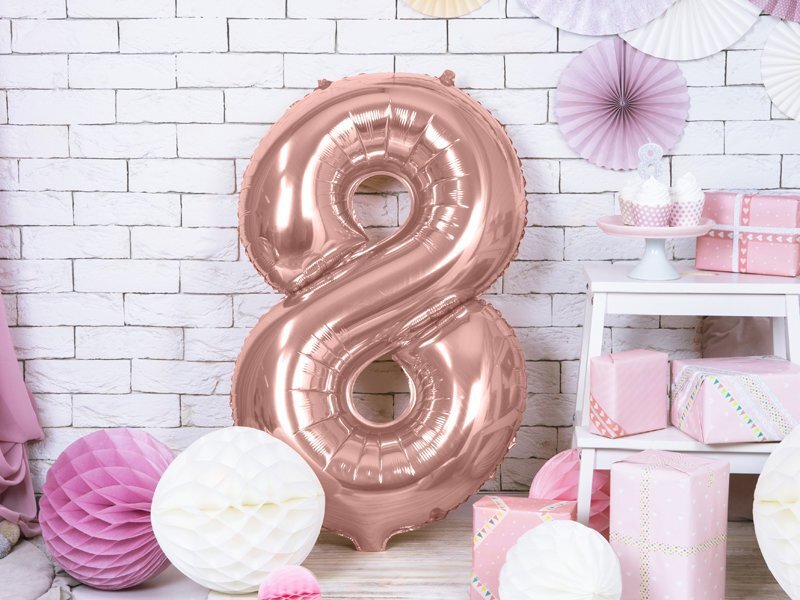 Folijas balons Cipars "8", 86 cm, rozā cena un informācija | Baloni | 220.lv