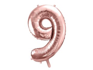Воздушный шарик из фольги Номер "9", 86 см, розовый цена и информация | Шарики | 220.lv