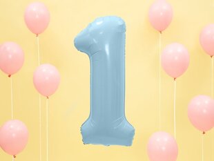 Воздушный шарик фольгированный номер "1", 86 см, светло-голубой цена и информация | Шарики | 220.lv