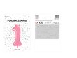 Folijas balons Cipars "1", 86 cm, rozā cena un informācija | Baloni | 220.lv
