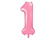 Folijas balons Cipars "1", 86 cm, rozā cena un informācija | Baloni | 220.lv