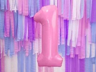 Folijas baloni Cipars "1", 86 cm, rozā, 50 gab. cena un informācija | Baloni | 220.lv