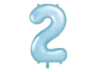 Folijas balons Cipars "2", 86 cm, gaiši zils cena un informācija | Baloni | 220.lv