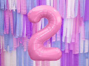 Folijas balons Cipars "2", 86 cm, rozā cena un informācija | Baloni | 220.lv