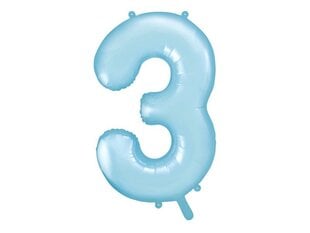 Folijas baloni Cipars "3", 86 cm, zili, 50 gab. cena un informācija | Baloni | 220.lv