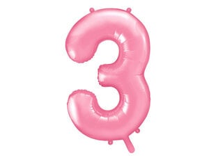 Folijas balons Cipars "3", 86 cm, rozā cena un informācija | Baloni | 220.lv
