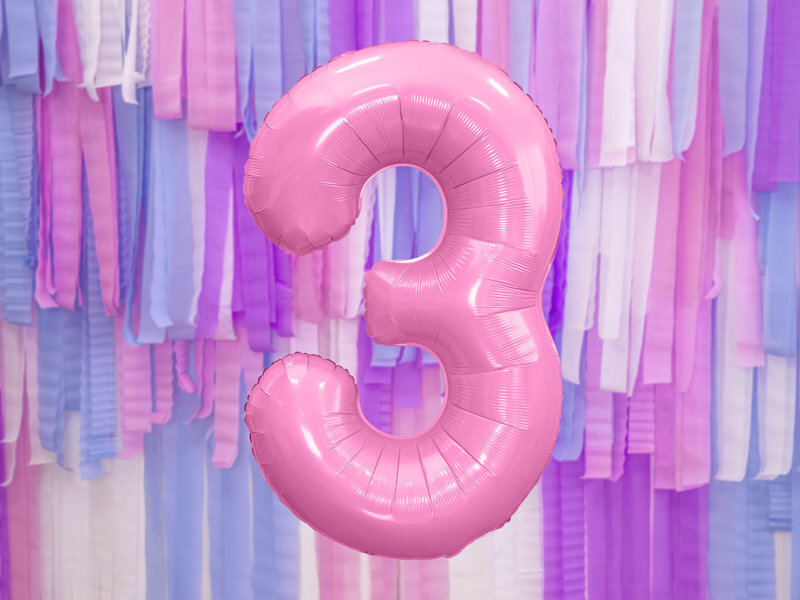 Folijas baloni Cipars "3", 86 cm, rozā, 50 gab. цена и информация | Baloni | 220.lv