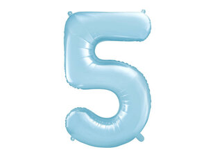 Folijas baloni Cipars "5", 86 cm, zili, 50 gab. cena un informācija | Baloni | 220.lv