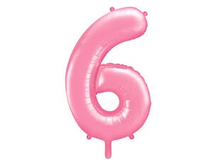 Folijas baloni Cipars "6", 86 cm, rozā, 50 gab. cena un informācija | Baloni | 220.lv