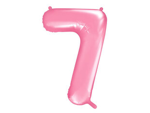 Folijas baloni Cipars "7", 86 cm, rozā, 50 gab. cena un informācija | Baloni | 220.lv
