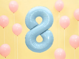 Folijas baloni Cipars "8", 86 cm, zili, 50 gab. cena un informācija | Baloni | 220.lv