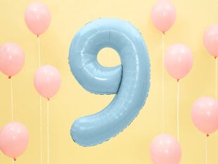 Folijas balons Cipars "9", 86, gaiši zils cena un informācija | Baloni | 220.lv