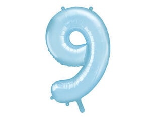 Folijas balons Cipars "9", 86, gaiši zils cena un informācija | Baloni | 220.lv