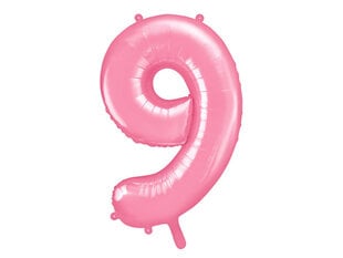 Folijas baloni Cipars "9", 86 cm, rozā, 50 gab. cena un informācija | Baloni | 220.lv