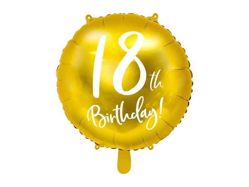 Folijas balons 18th Birthday, zeltains, 45 cm cena un informācija | Baloni | 220.lv