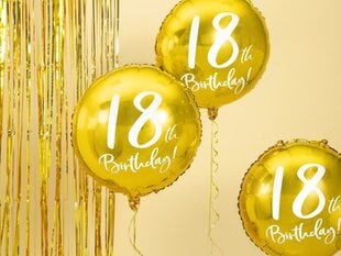 Folijas baloni 18th Birthday 45 cm, zeltaini, 50 gab. cena un informācija | Baloni | 220.lv