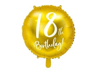 Folijas baloni 18th Birthday 45 cm, zeltaini, 50 gab. cena un informācija | Baloni | 220.lv