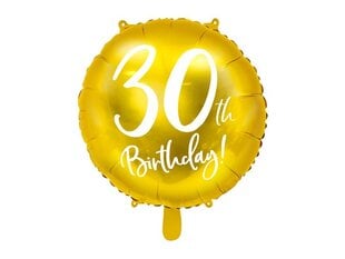 Folijas balons 30th Birthday, zeltains 45 cm cena un informācija | Baloni | 220.lv