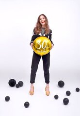 Folijas baloni 30th Birthday 45 cm, zeltaini, 50 gab. cena un informācija | Baloni | 220.lv