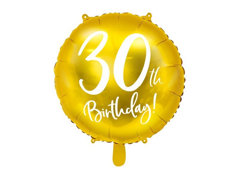 Folijas baloni 30th Birthday 45 cm, zeltaini, 50 gab. цена и информация | Baloni | 220.lv
