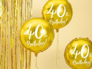 Folijas baloni 40th Birthday 45 cm, zeltaini, 50 gab. cena un informācija | Baloni | 220.lv