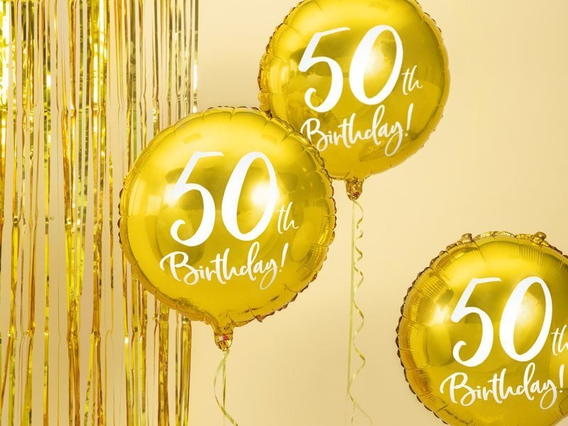 Folijas balons 50th Birthday, zeltains 45 cm cena un informācija | Baloni | 220.lv