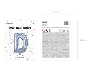 Folijas baloni Burts "D" 35 cm, sudrabaini/spīdīgi, 50 gab. cena un informācija | Baloni | 220.lv