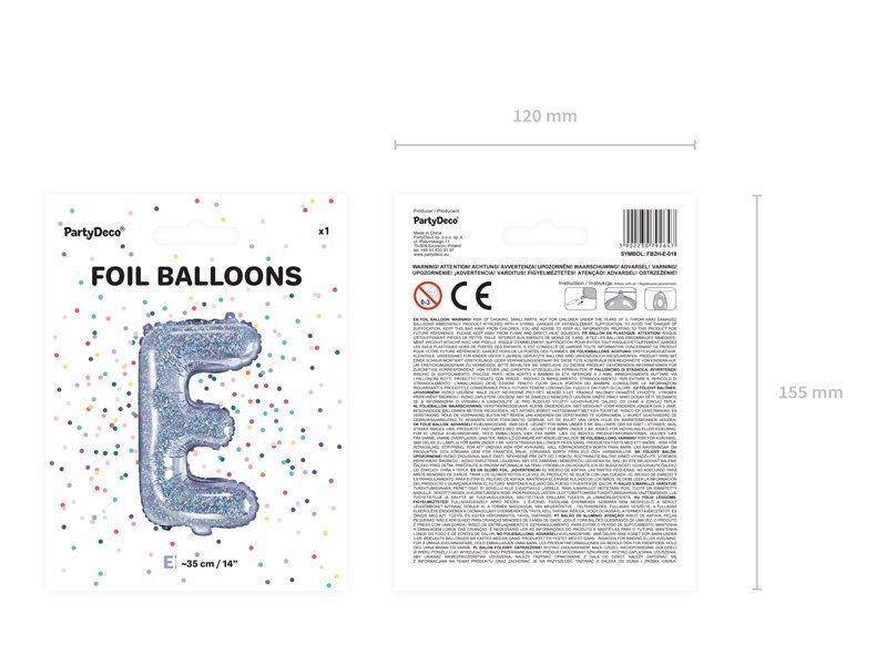 Folijas balons Burts "E" 35 cm, sudrabains/spīdīgs цена и информация | Baloni | 220.lv