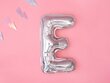 Folijas baloni Burts "E" 35 cm, sudrabaini/spīdīgi, 50 gab. cena un informācija | Baloni | 220.lv